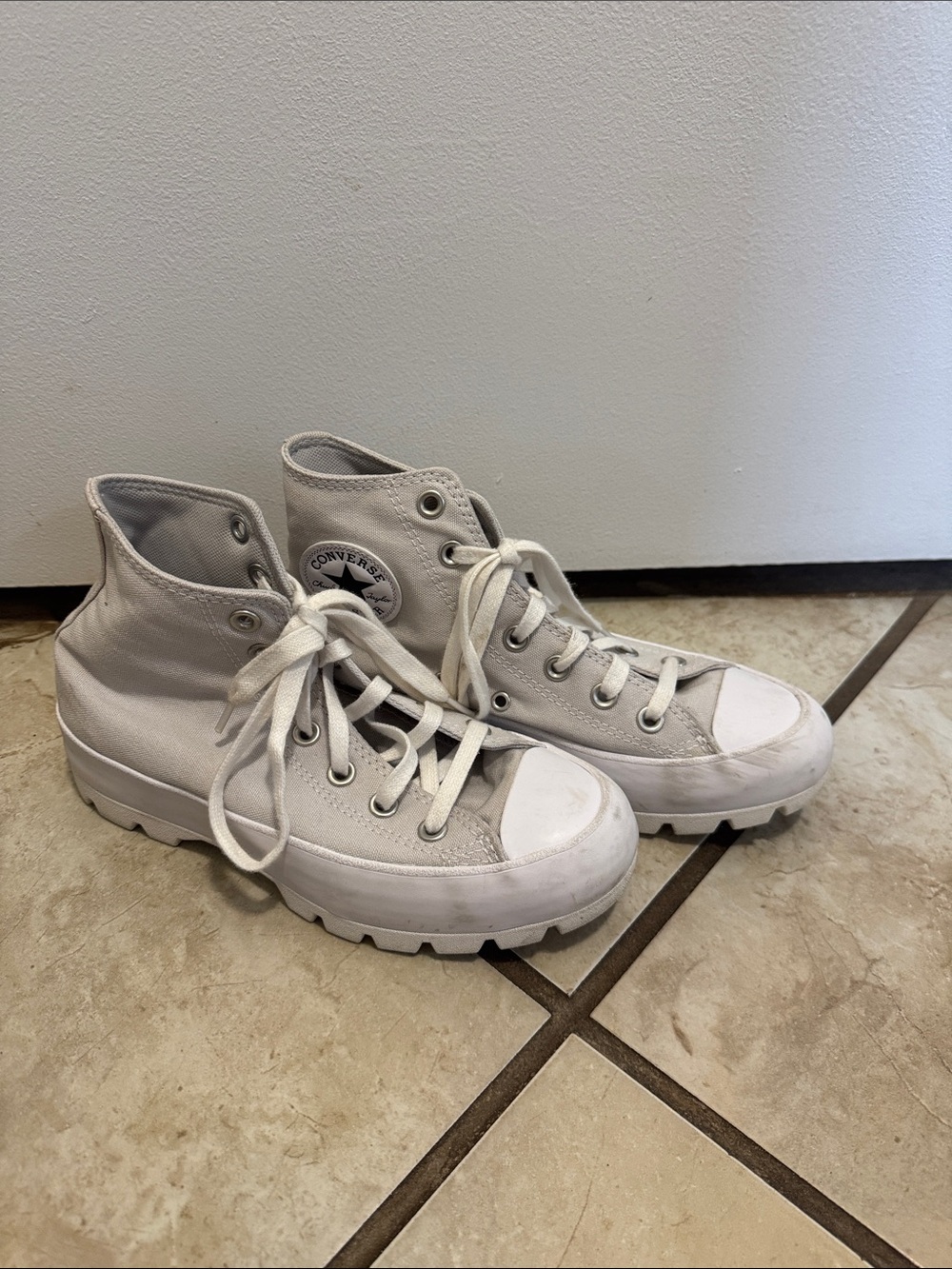 Converse Women's Light Gray High Top Canvas Sneakers